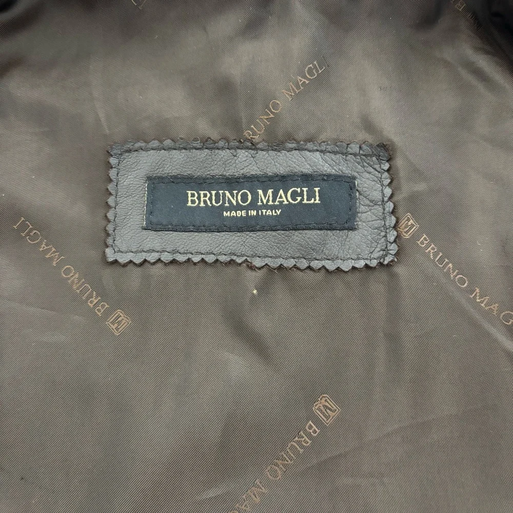 Bruno Magli Italian Brown Soft 100% Leather Made in Italy Jacket Size 42 Lined